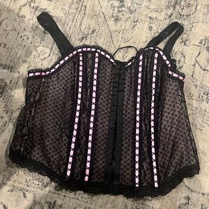 Torrid Black and Pink Lace Corset
